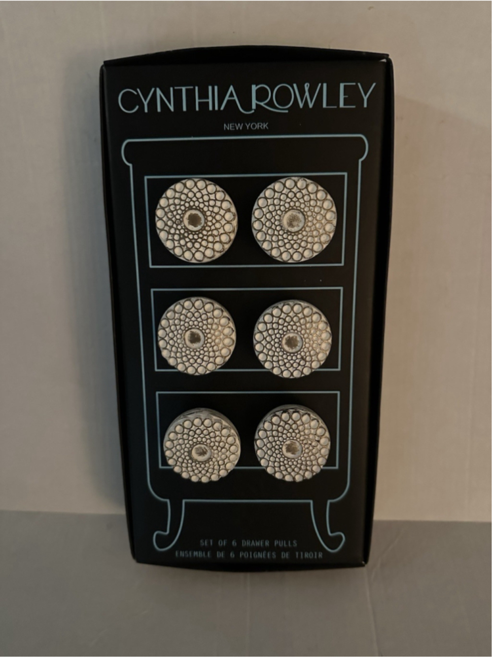 Cabinet Drawer Knobs Cynthia Rowley Round White And Gold Pulls Set of 6